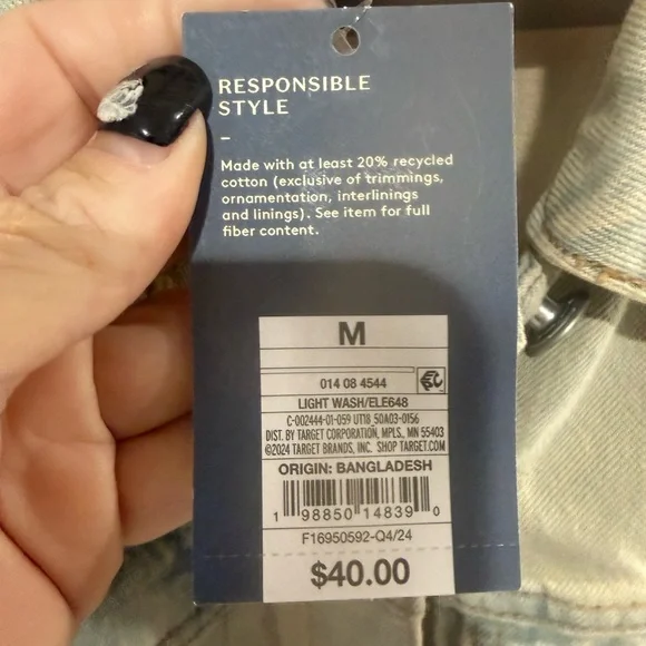 Universal Thread Olive Green Drawstring Denim Jacket - Picture 3 of 3